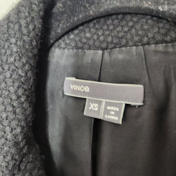 VINCE Black Wool Leather Asymmetrical Moto Style Jacket - Picture 3 of 6